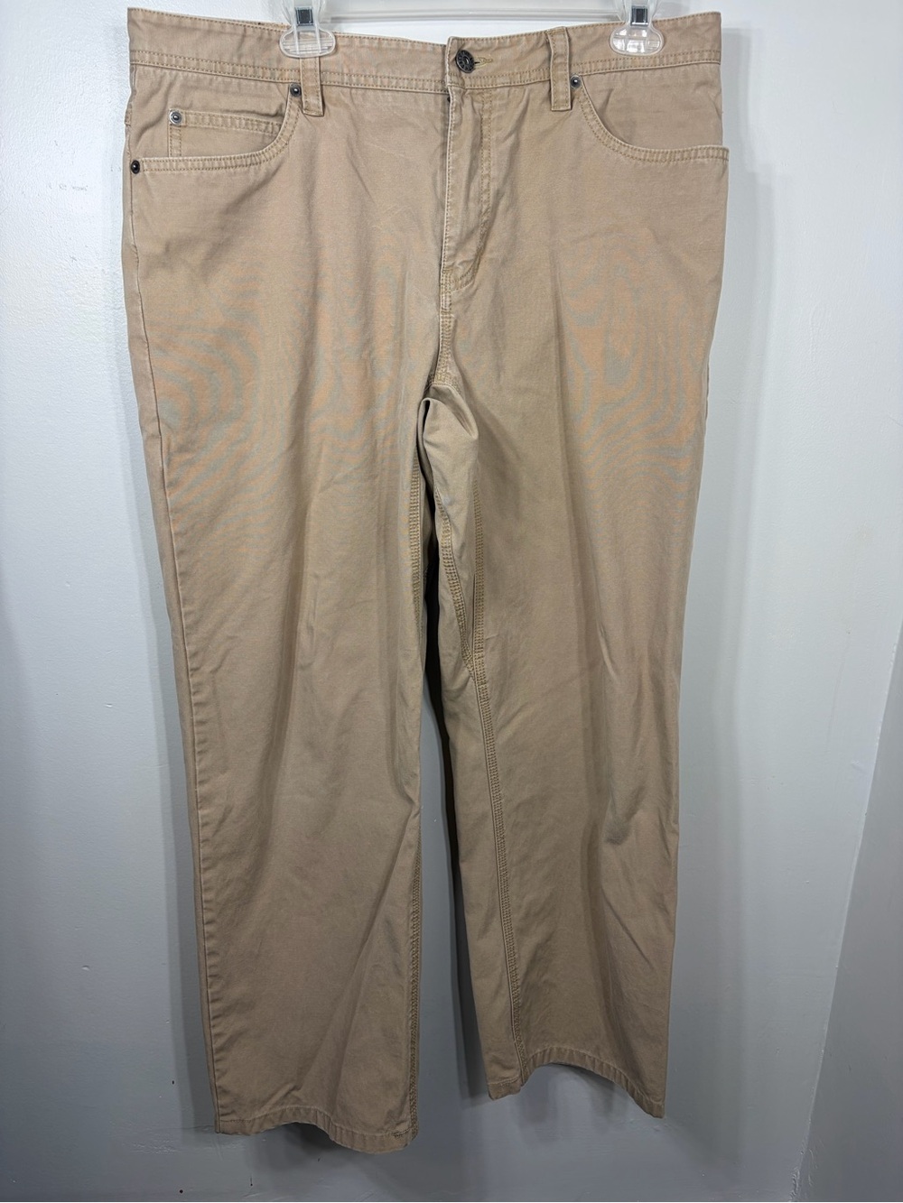 The North Face Mens 36 Regular Khaki Canvas Pants Cotton Straight Leg Outdoor